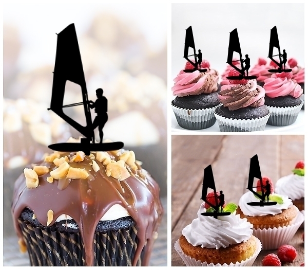 Laser Cut Windsurfing cupcake topper