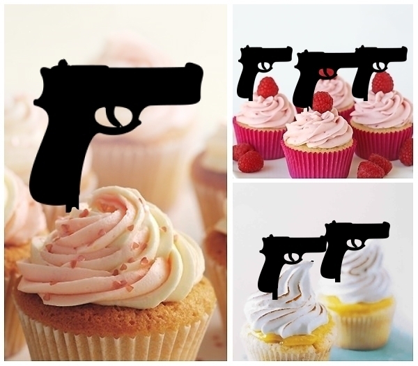 Laser Cut Pistol Gun cupcake topper