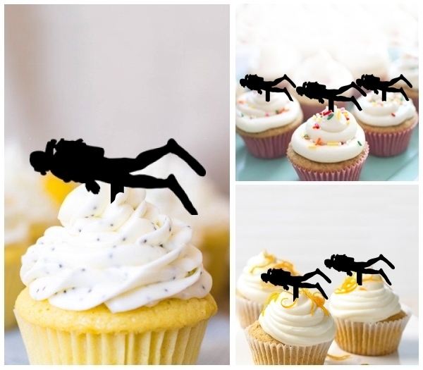 Laser Cut Diver cupcake topper