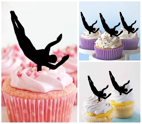 Laser Cut Diving Swimmer cupcake topper