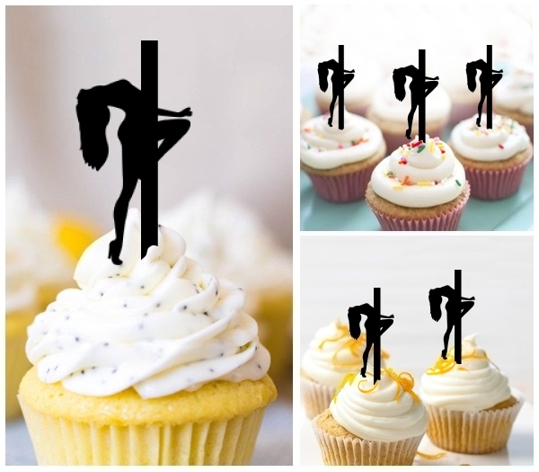 Laser Cut Sexy Girl Pole Dance cupcake topper