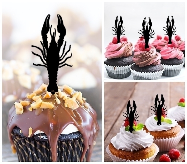 Laser Cut Crayfish cupcake topper