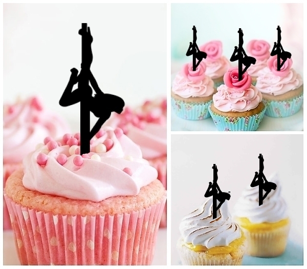 Laser Cut Sexy Pole Dance Girl cupcake topper