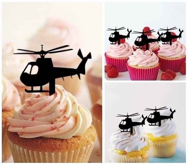 Laser Cut Helicopter cupcake topper