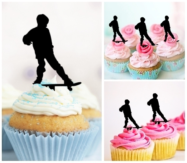 Laser Cut Skateboard Boy cupcake topper