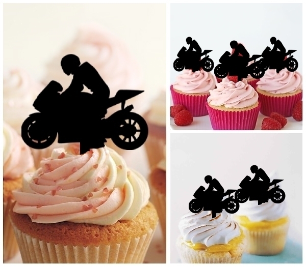 Laser Cut Motorcycle Racing Sport cupcake topper