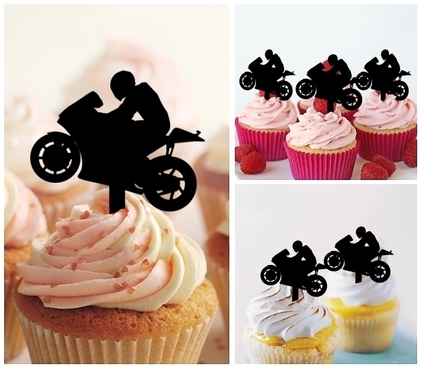 Laser Cut Motorcycle Racing Sport cupcake topper