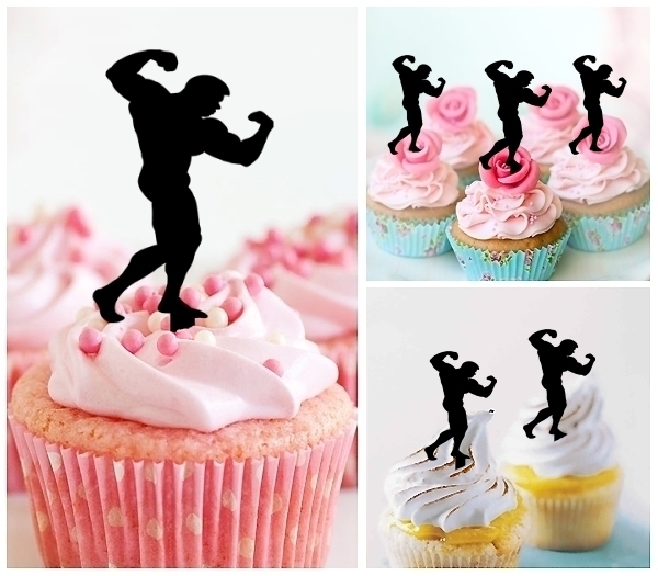 Laser Cut Bodybuilding Man Pose cupcake topper