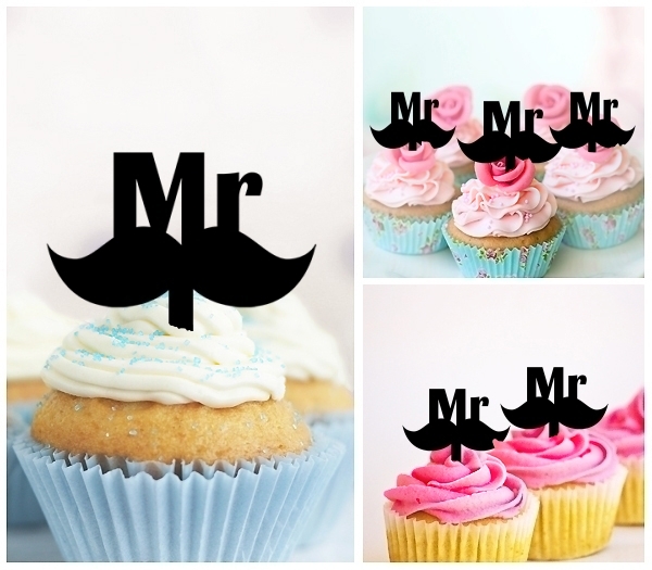 Acrylic Toppers Mr Wedding Mustache Design