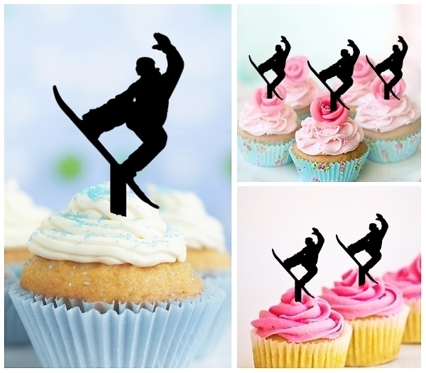Laser Cut Snowboard Snowboarding Jumps cupcake topper