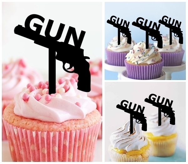Laser Cut Gun cupcake topper