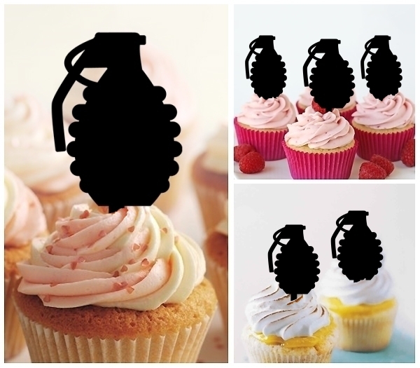 Laser Cut Hand Grenade cupcake topper