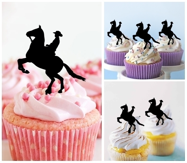 Laser Cut Cowboy On Horse cupcake topper
