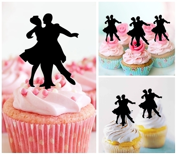 Laser Cut Senior Prom Couple Ballroom Dance cupcake topper