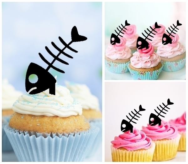 Laser Cut Fish Bone cupcake topper