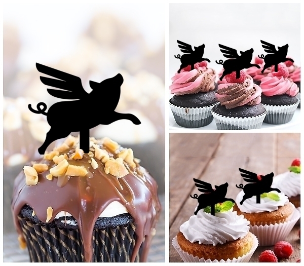 Laser Cut Flying Pig cupcake topper