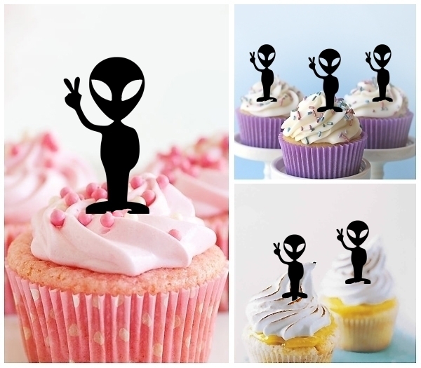 Laser Cut Friendly Alien cupcake topper