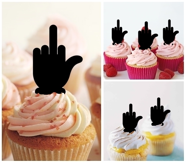 Laser Cut Funny Middle Finger cupcake topper