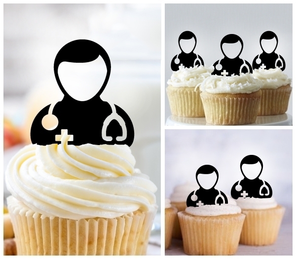 Laser Cut Man Doctor Physician cupcake topper