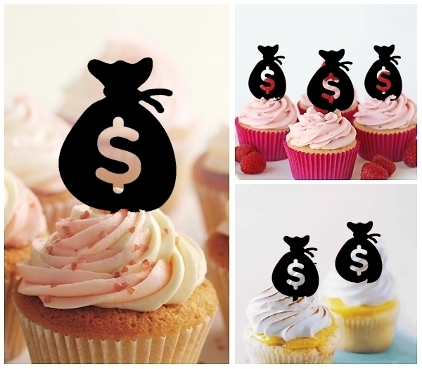 Laser Cut Dollar Money Pouch cupcake topper