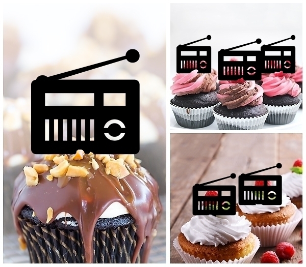 Laser Cut Vintage Retro Radio cupcake topper