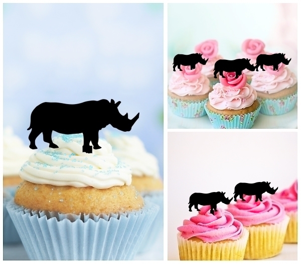 Laser Cut Rhino Rhinoceros cupcake topper
