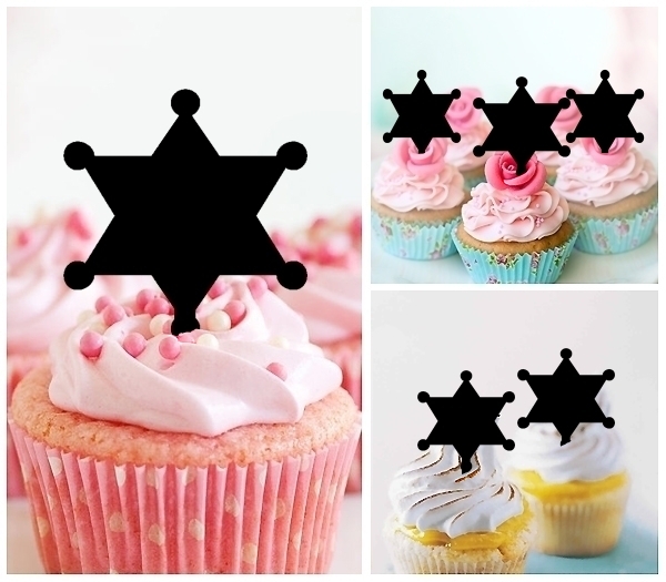 Laser Cut Sheriff Badge cupcake topper