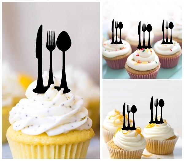 Laser Cut Spoon Fork Knife cupcake topper