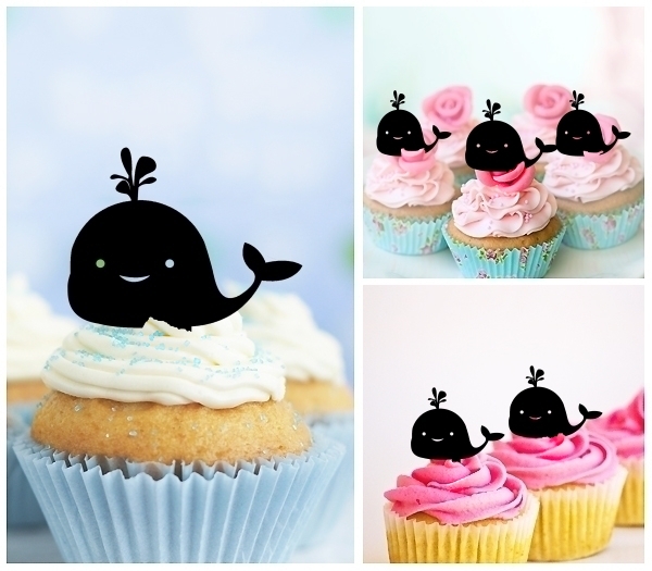 Laser Cut Smile Whale cupcake topper