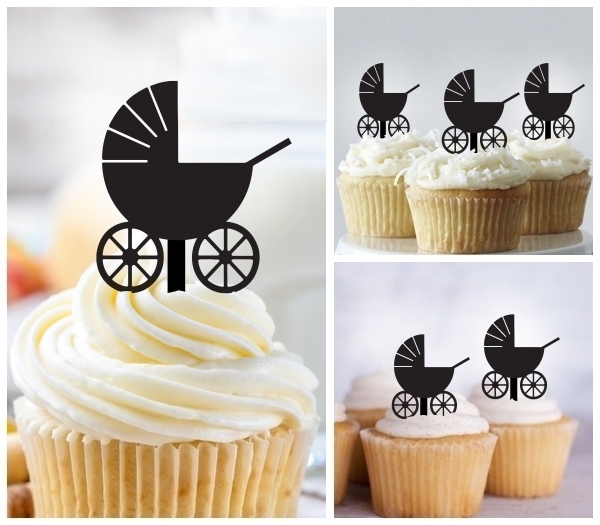 Laser Cut Baby Carriage cupcake topper