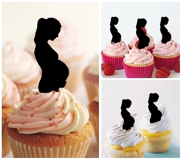 Laser Cut Pregnant cupcake topper