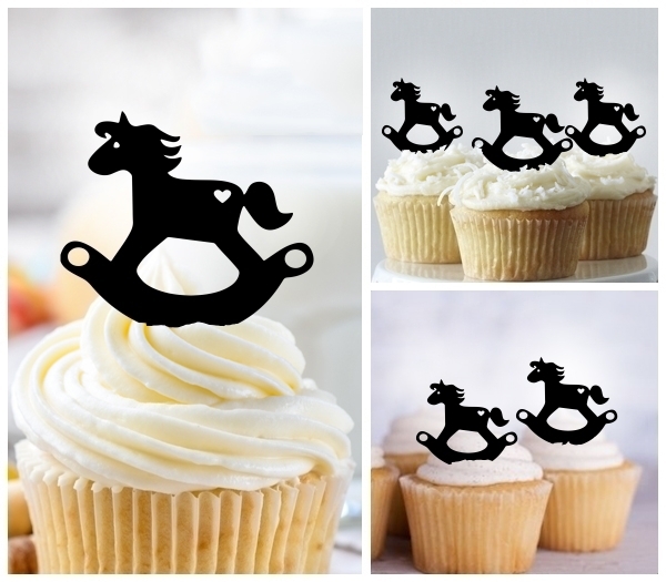 Laser Cut Rocking Horse cupcake topper