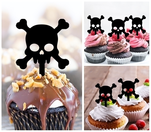 Laser Cut Poison Skull cupcake topper