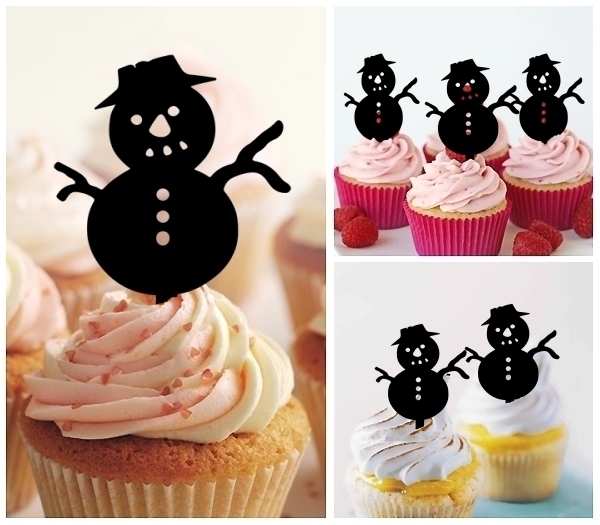 Laser Cut Christmas Snow Man cupcake topper