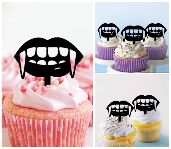 Laser Cut Vampire Teeth Halloween cupcake topper