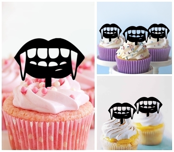 Acrylic Toppers Vampire Teeth Halloween Design