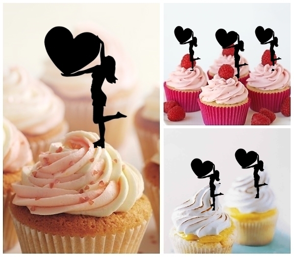 Laser Cut Woman Love cupcake topper