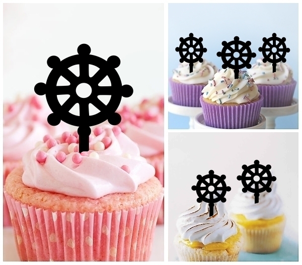 Laser Cut Buddhism Symbol Wheel Dharma cupcake topper