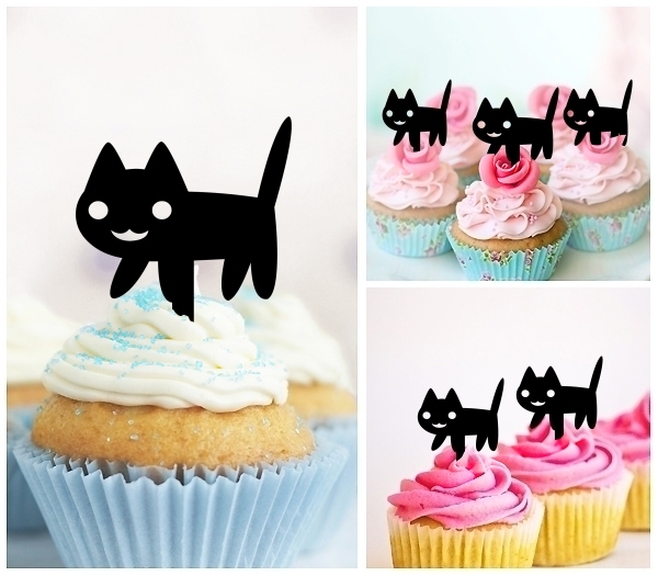 Laser Cut Cute Halloween Black Cat cupcake topper