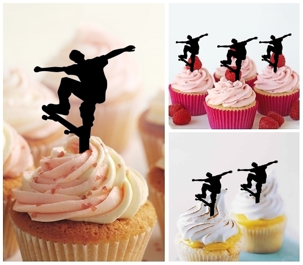 Laser Cut Extreme Skateboard Skateboarding cupcake topper