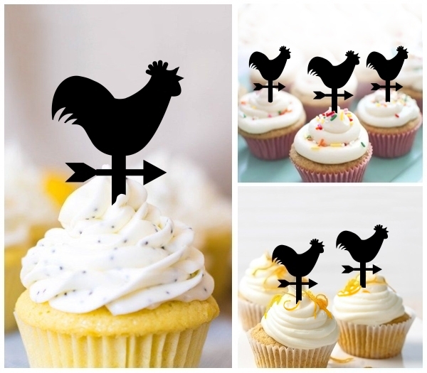 Laser Cut Farm Rooster Weathervane cupcake topper