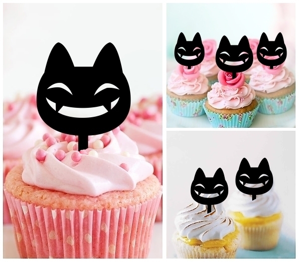 Laser Cut Halloween Smile Cat cupcake topper