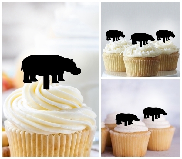 Laser Cut Hippopotamus cupcake topper