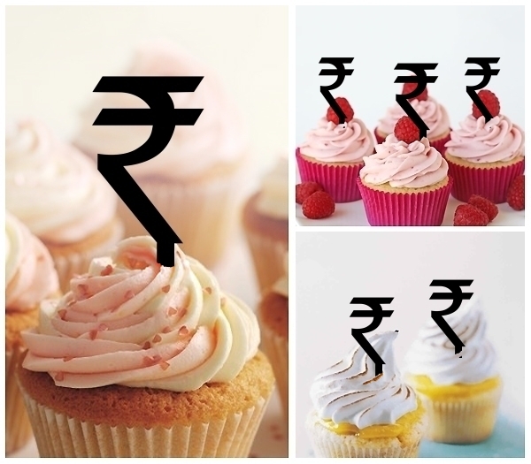 Laser Cut Indian Rupee Symbol cupcake topper