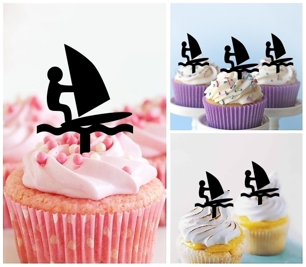 Laser Cut Windsurfing Extreme Sport cupcake topper
