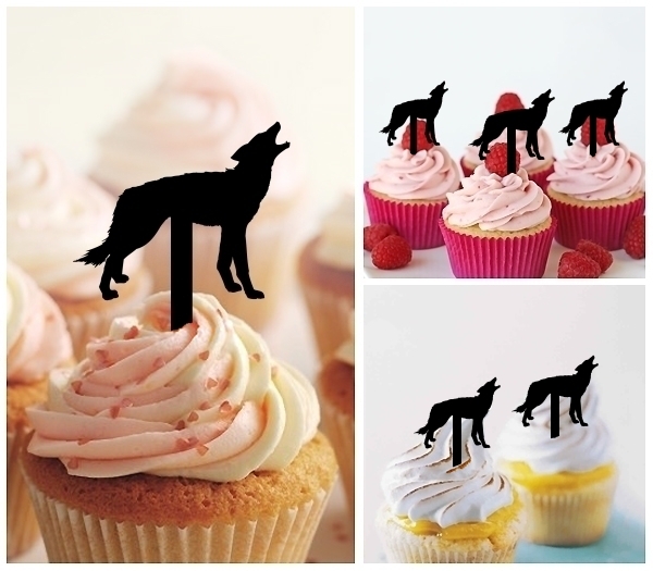 Laser Cut Wolf Howling cupcake topper