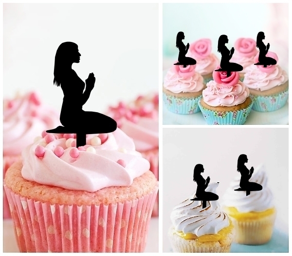 Laser Cut Woman Praying cupcake topper