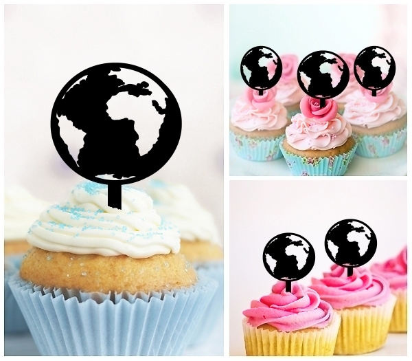 Laser Cut World Global cupcake topper