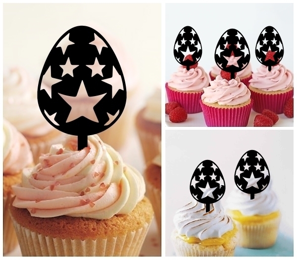 Laser Cut Easter Egg Star cupcake topper