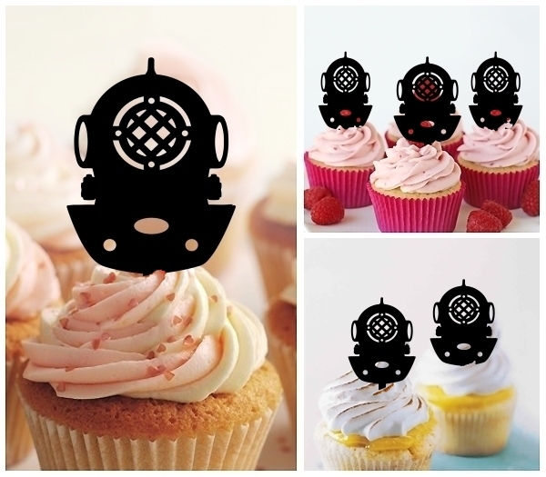 Laser Cut Diving Helmet cupcake topper
